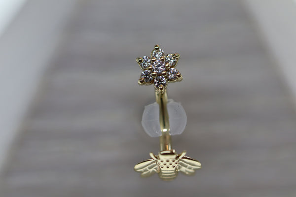14kt Bee-utiful Curved Barbell