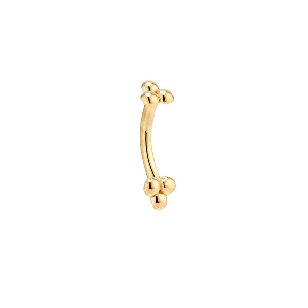 14kt Tri Bead Curved Barbell