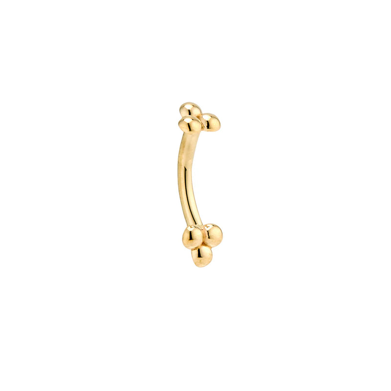 14kt Tri Bead Curved Barbell